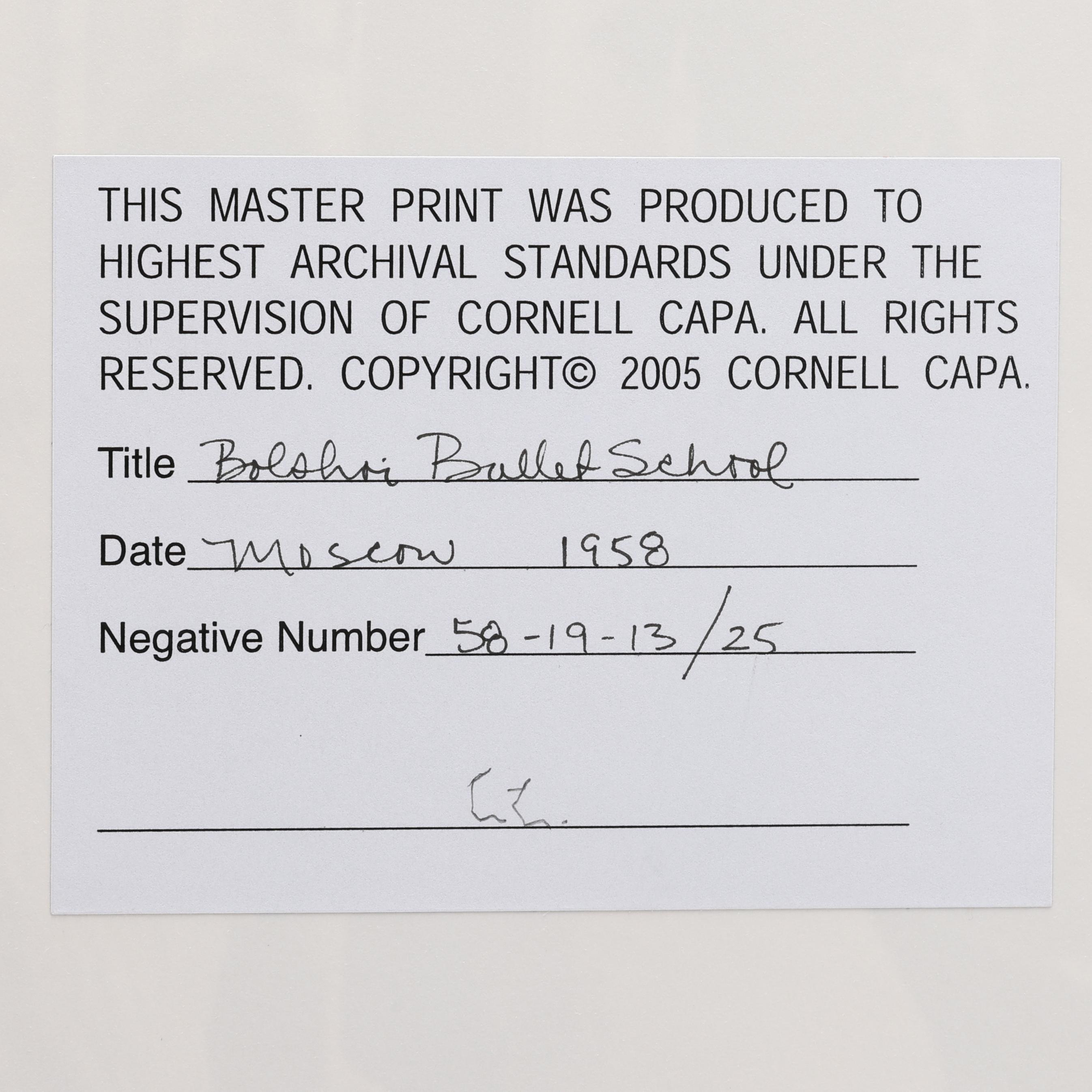 Cornell Capa - Bolshoi Ballet School, Moscow - Label