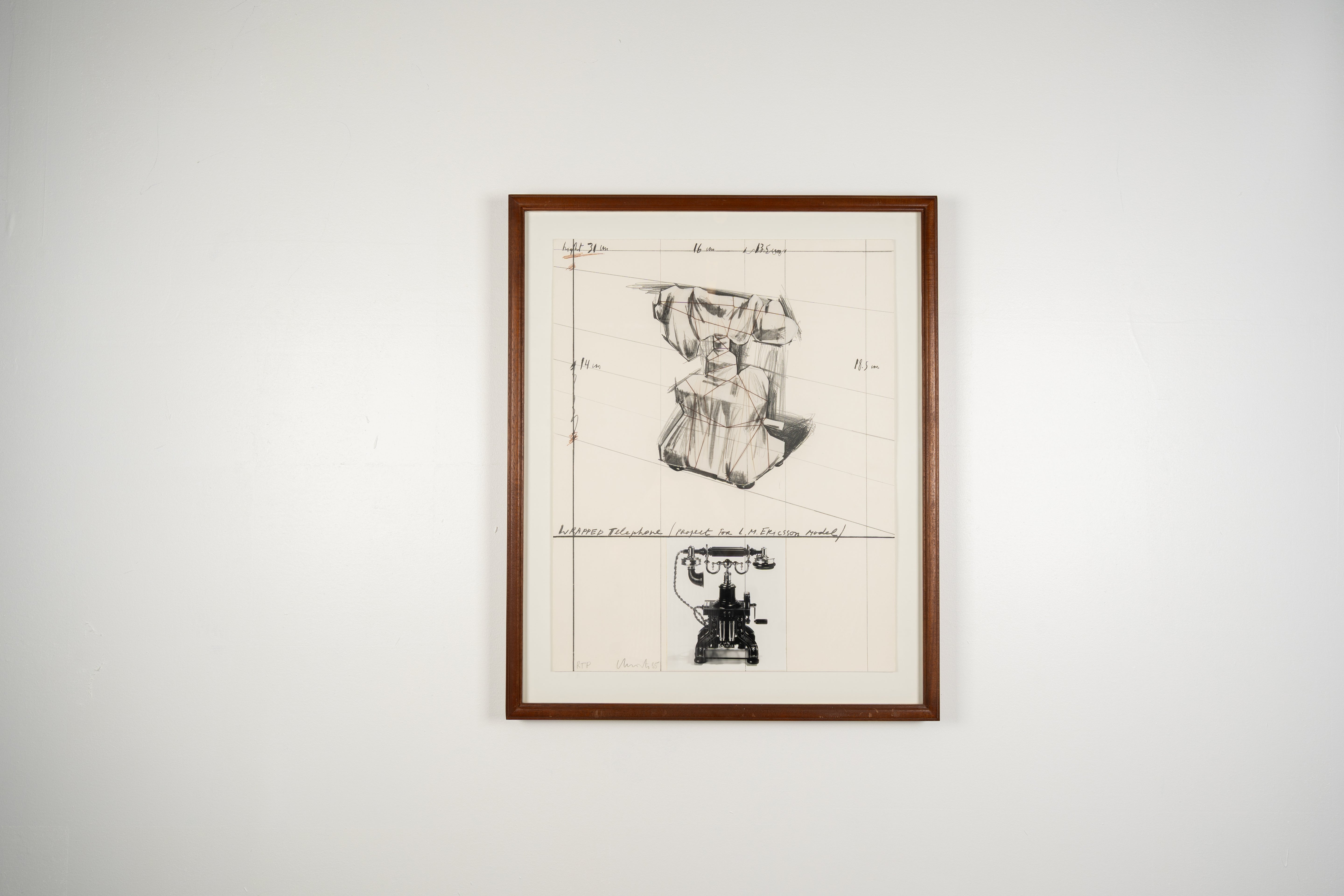 Christo - Wrapped Telephone, Project for L. M. Ericsson Model, 1985 - Framed