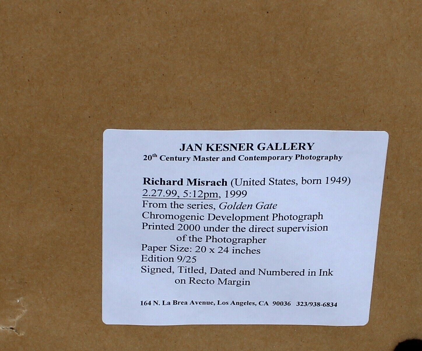 Richard Misrach - Golden Gate Bridge - label